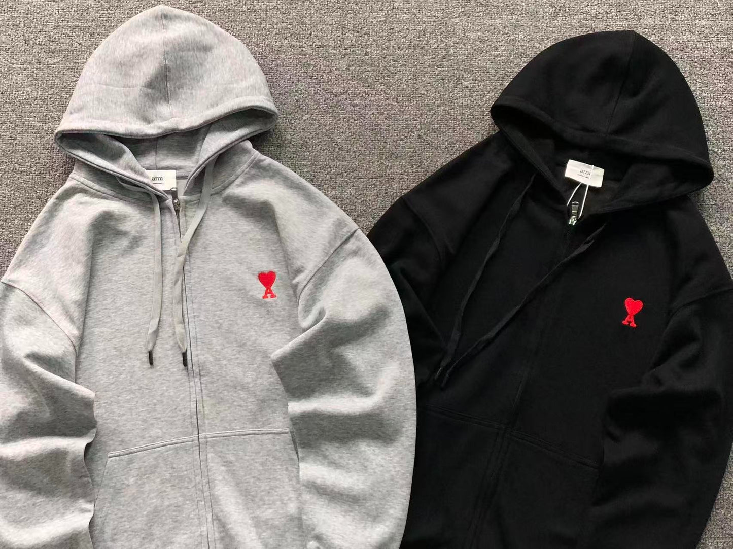 Moletom AMI Paris Zip Hoodie Logo Heart