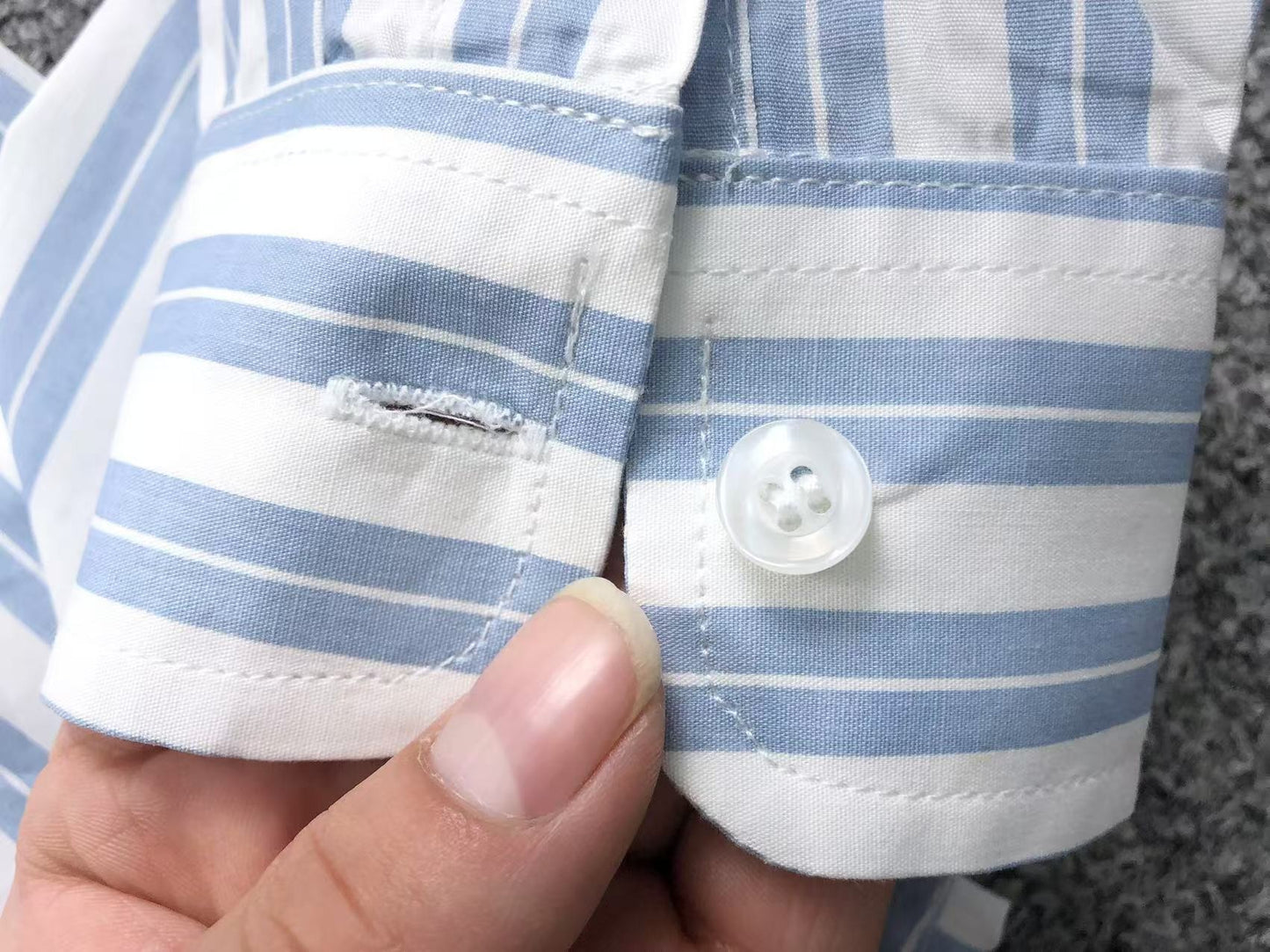 Camisa AMI Paris Stripe Mini Heart Blue