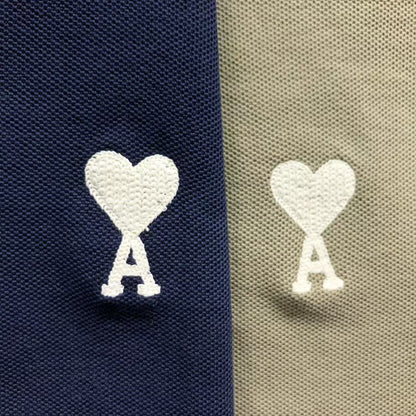 Camiseta Polo AMI Paris Mini Heart Logo Contrast Classic