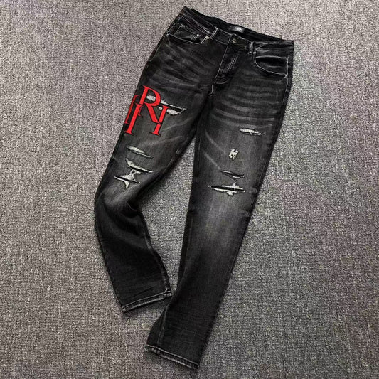 Calça AMIRI Red Logo Destroyed