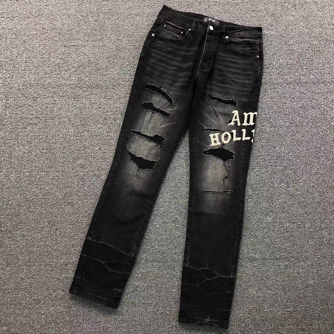 Calça AMIRI Hollywood Black Destroyed Denim