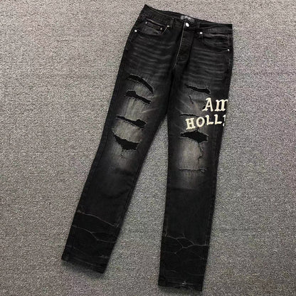 Calça AMIRI Hollywood Black Destroyed Denim