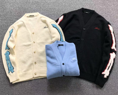 Suéter Cardigan AMIRI Sleeve Bone Signature