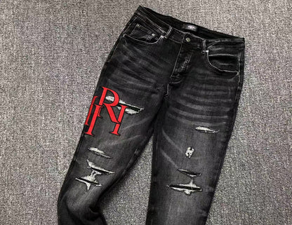 Calça AMIRI Red Logo Destroyed