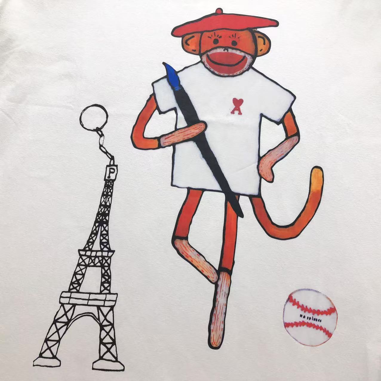 Camiseta AMI Paris Monkey Graphic Tee