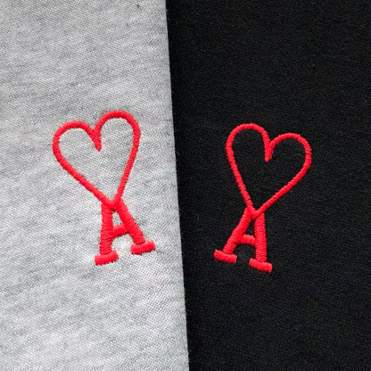 Moletom com Capuz AMI Paris Zip Hoodie Logo Coração