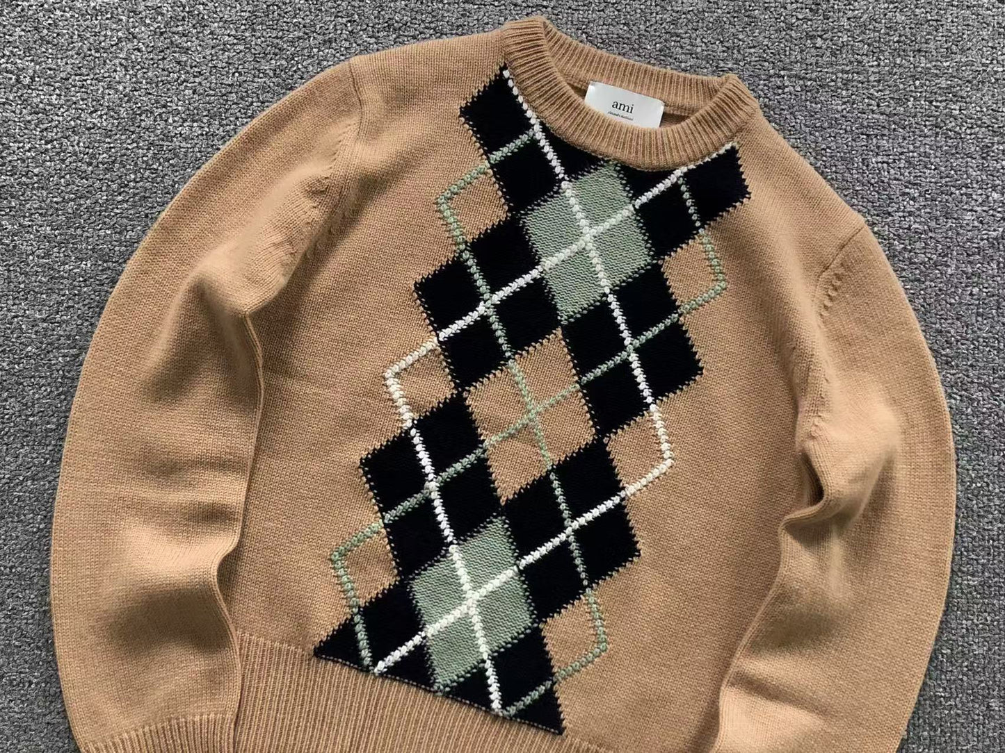 Suéter AMI Paris Argyle Classic Feminino