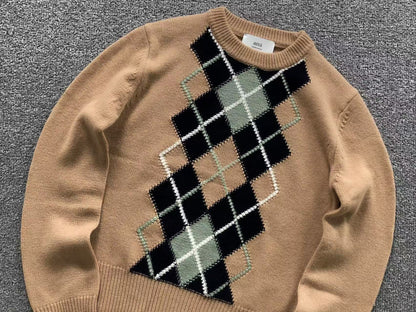 Suéter AMI Paris Argyle Classic Feminino