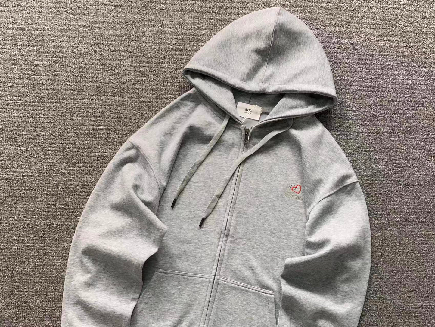 Moletom com Capuz AMI Paris Zip Hoodie Logo Coração