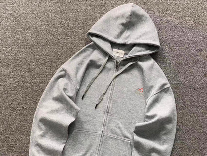 Moletom com Capuz AMI Paris Zip Hoodie Logo Coração