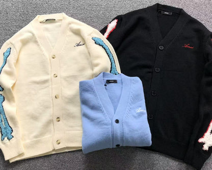 Suéter Cardigan AMIRI Sleeve Bone Signature