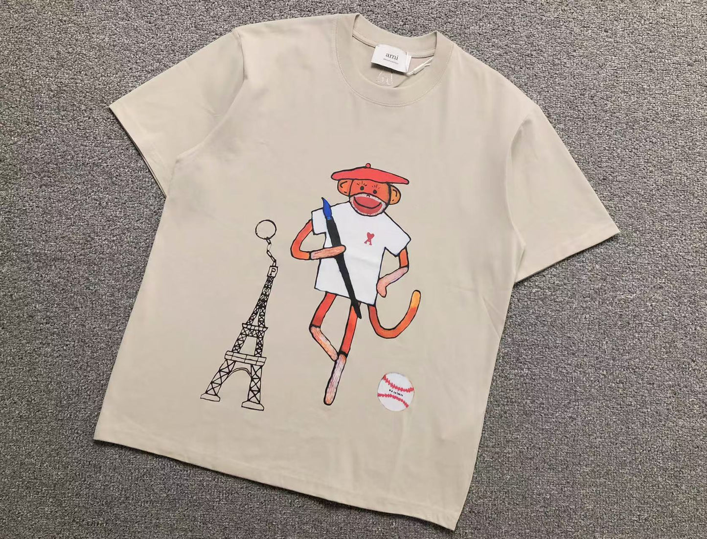 Camiseta AMI Paris Monkey Graphic Tee