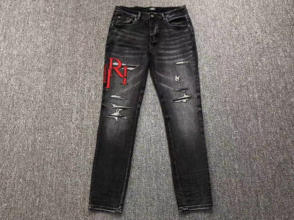 Calça AMIRI Red Logo Destroyed