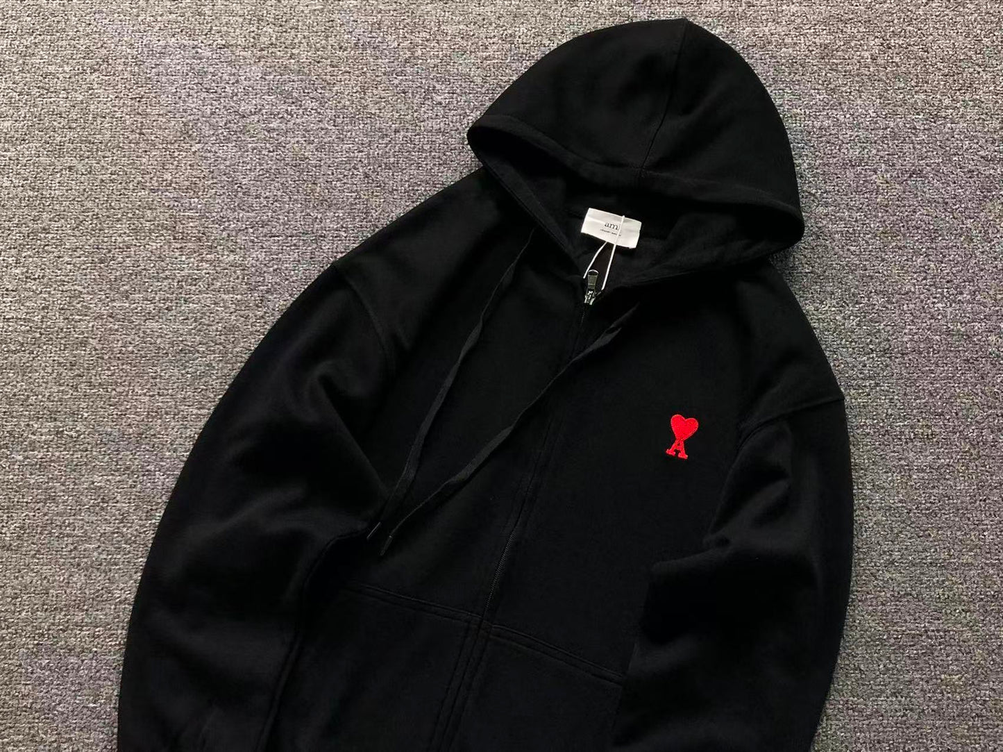 Moletom AMI Paris Zip Hoodie Logo Heart