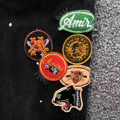Calça AMIRI Patch Badge Black Denim