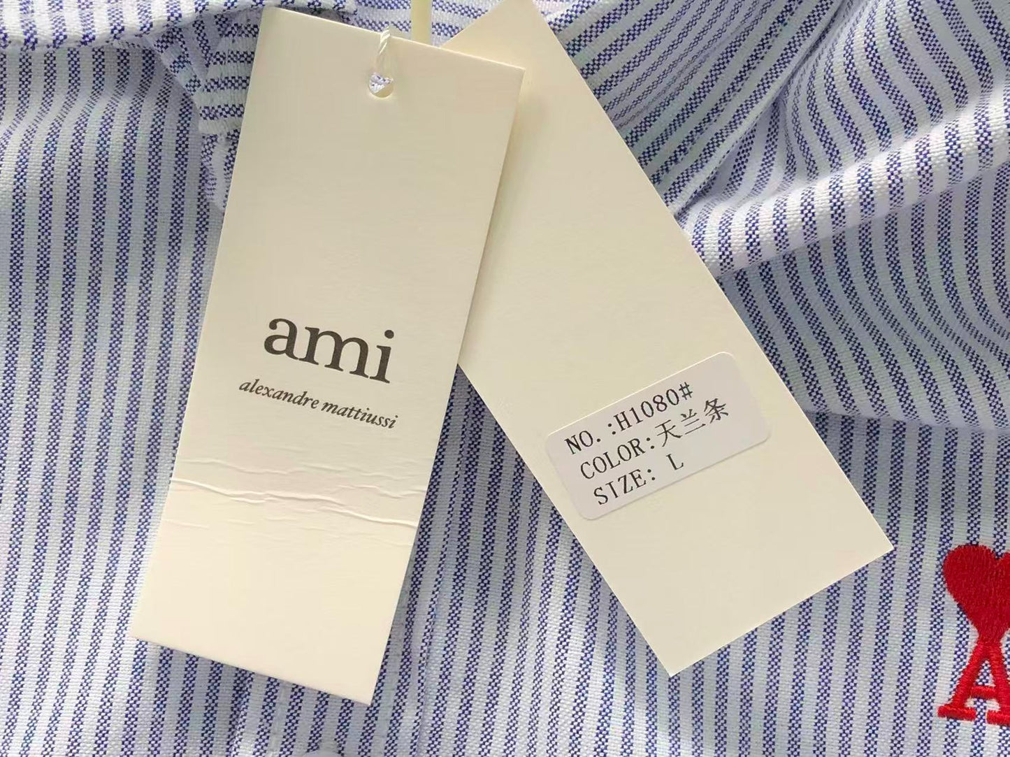 Camisa AMI Paris Striped Mini Heart Premium