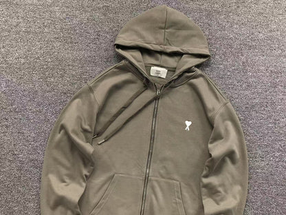 Moletom AMI Paris Hoodie com Zíper