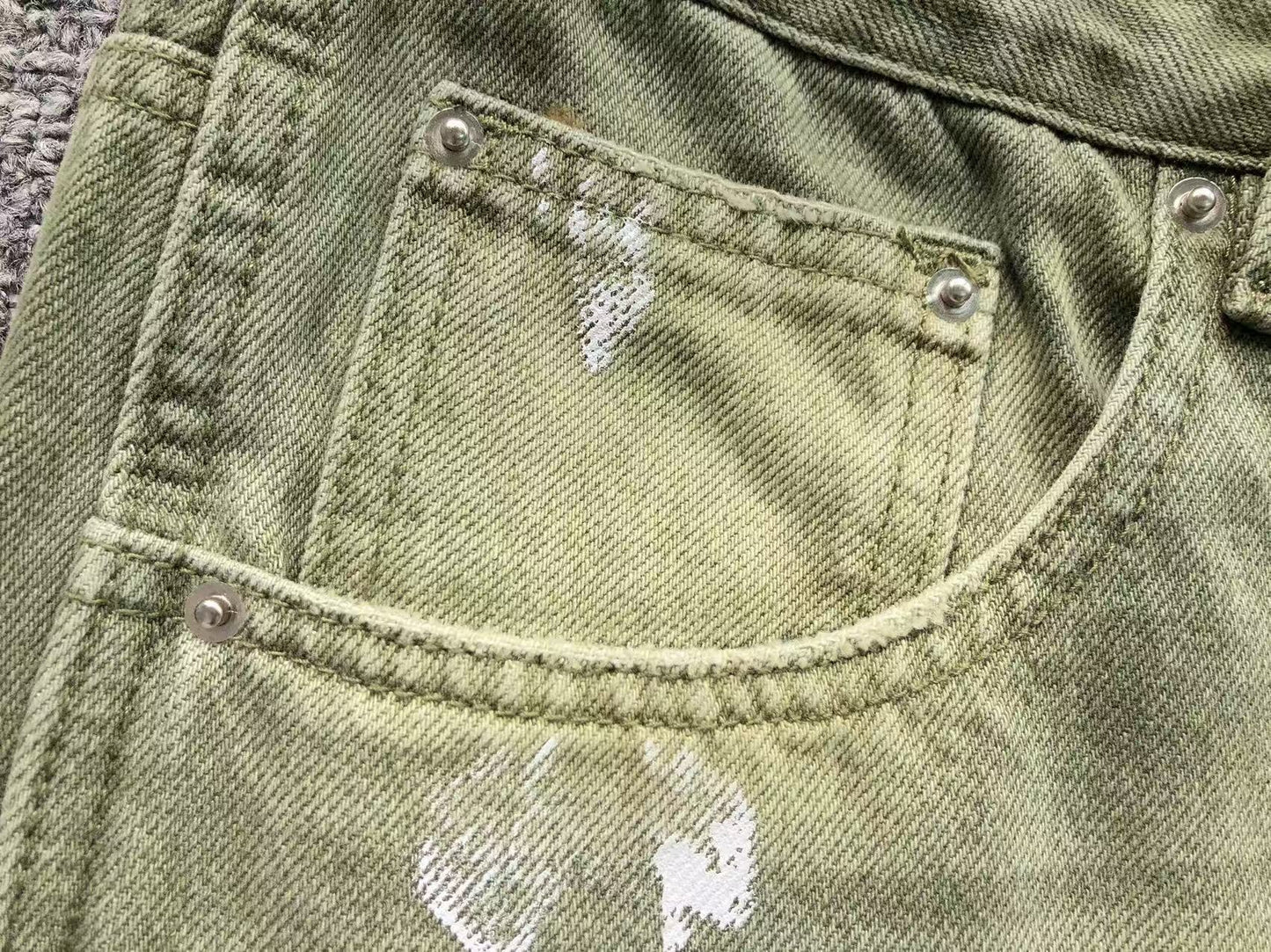 Calça AMIRI Military Green Logo Cargo Denim