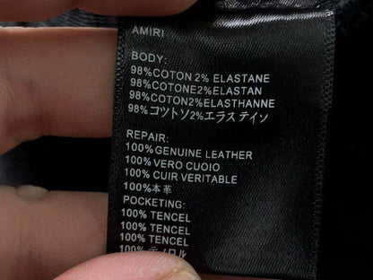 Calça AMIRI Tonal Logo Distress Denim