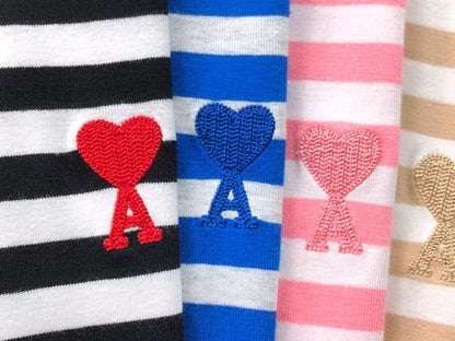 Camiseta AMI Paris Classic Heart Striped Tee