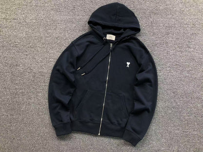 Moletom AMI Paris Hoodie com Zíper