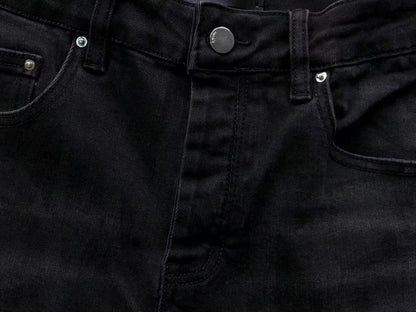 Calça AMIRI Logo Destroyed Black Denim