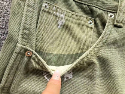 Calça AMIRI Military Green Logo Cargo Denim