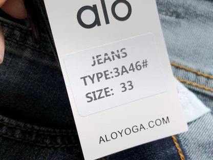 Calça ALO jeans reta azul estonado