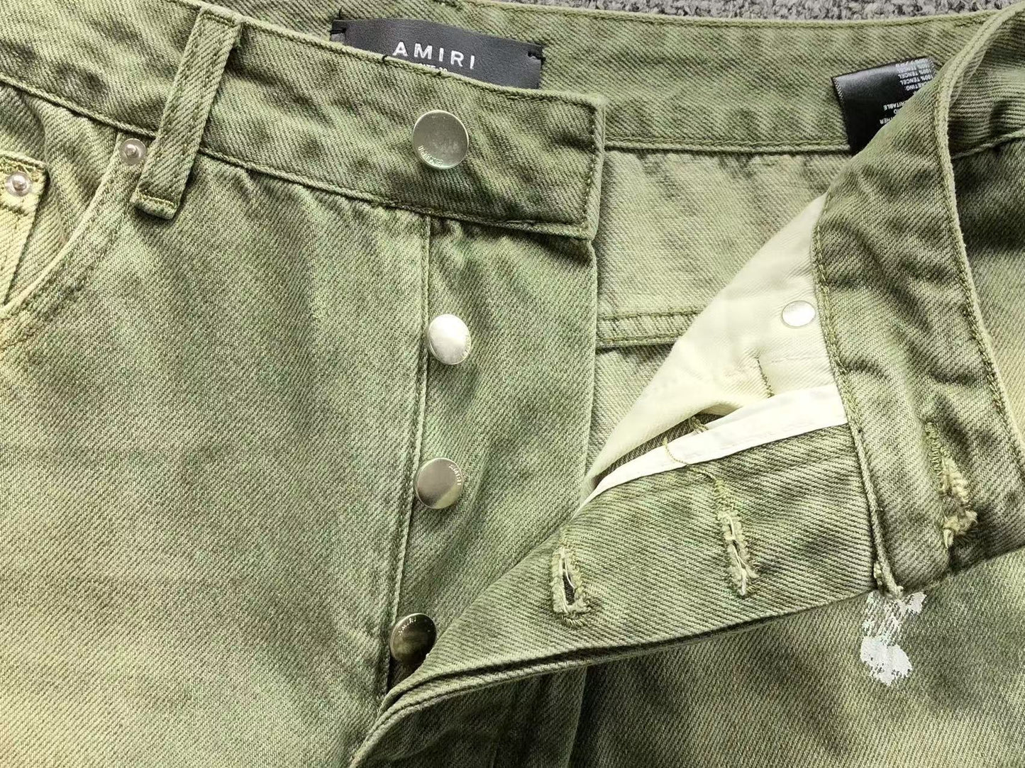 Calça AMIRI Military Green Logo Cargo Denim