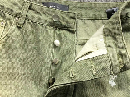 Calça AMIRI Military Green Logo Cargo Denim