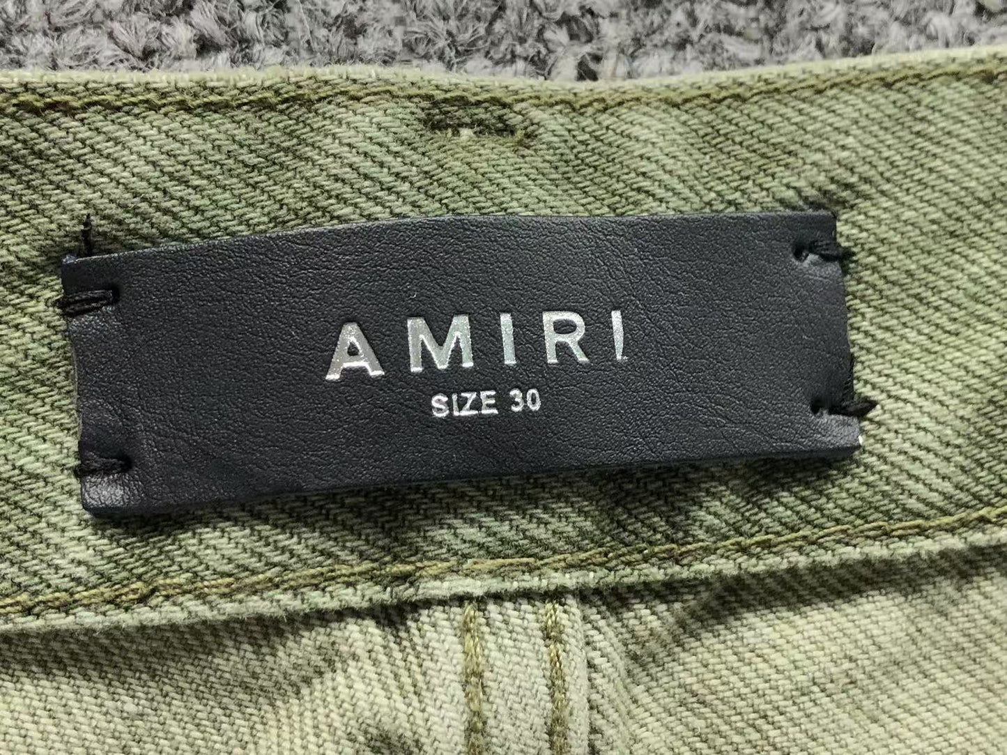 Calça AMIRI Military Green Logo Cargo Denim
