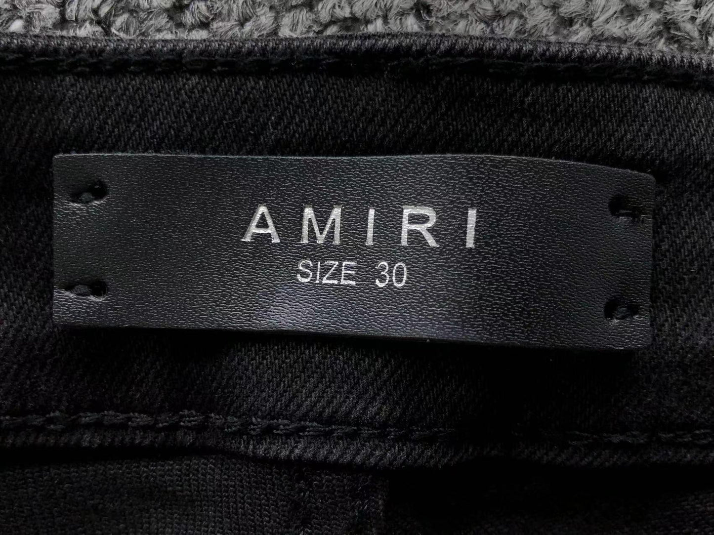 Calça AMIRI Logo Paint Splatter Black Denim