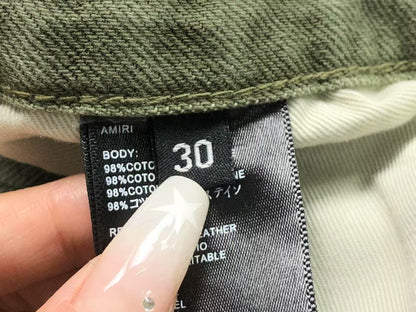Calça AMIRI Military Green Logo Cargo Denim