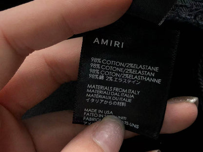 Calça AMIRI Logo Destroyed Black Denim