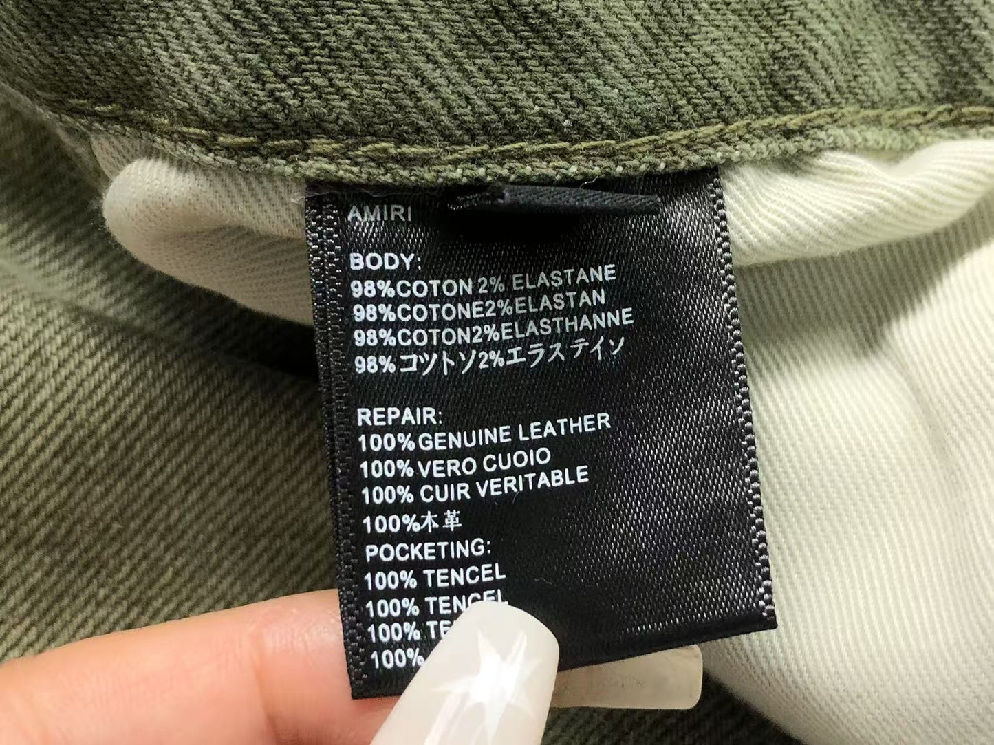 Calça AMIRI Military Green Logo Cargo Denim