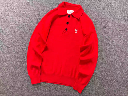 Suéter Polo AMI Paris Coração Minimal