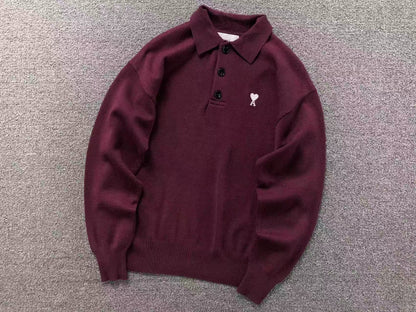 Suéter Polo AMI Paris Coração Minimal
