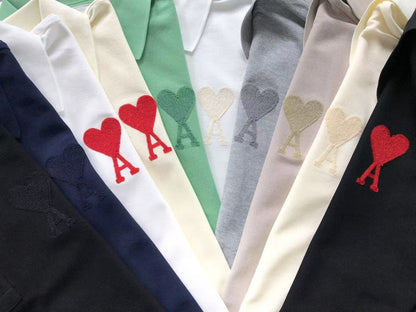 Camisa Polo AMI Paris Big Heart Logo Classic