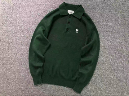 Suéter Polo AMI Paris Coração Minimal