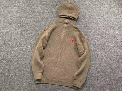 Suéter AMI Paris Knit Half-Zip Coração Minimal