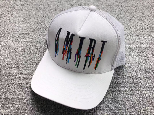 Boné Trucker AMIRI Glitch Logo White