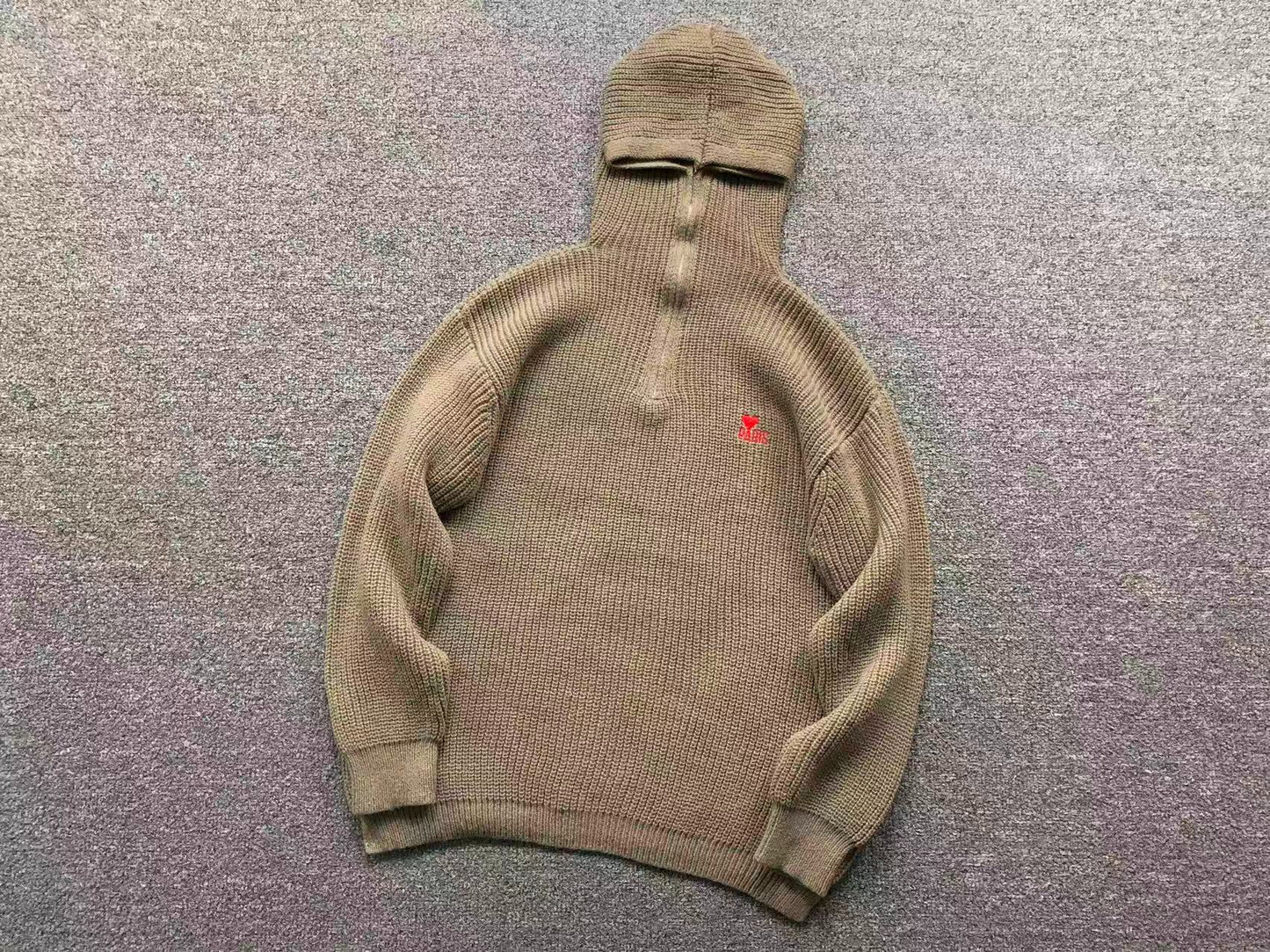 Suéter AMI Paris Knit Half-Zip Coração Minimal