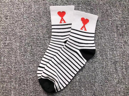 Meia AMI Paris Stripe Heart