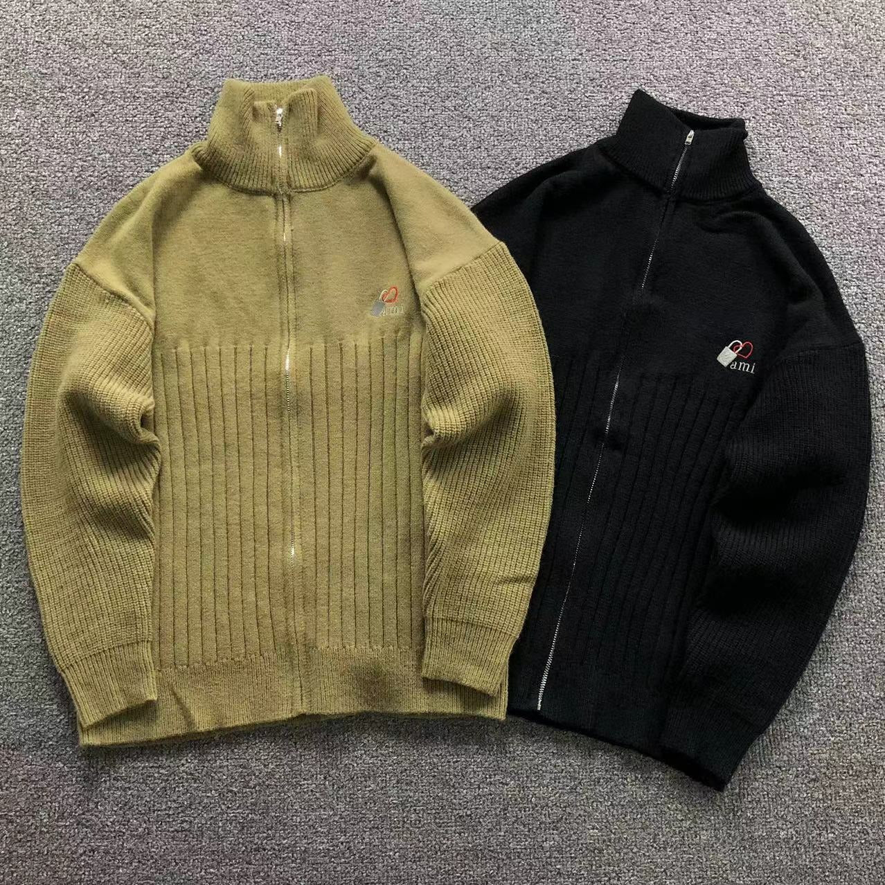 Suéter AMI Paris Gola Alta Zip Heartlock