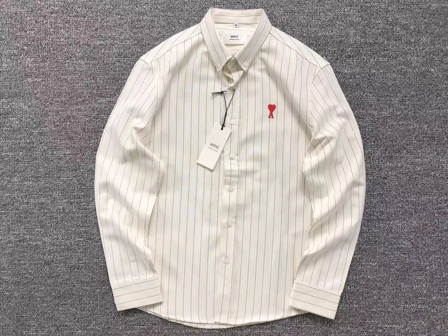 Camisa AMI Paris Striped Mini Heart Shirt
