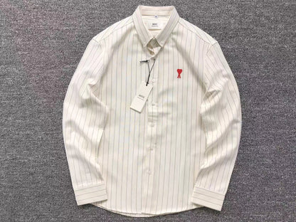 Camisa AMI Paris Striped Mini Heart Shirt