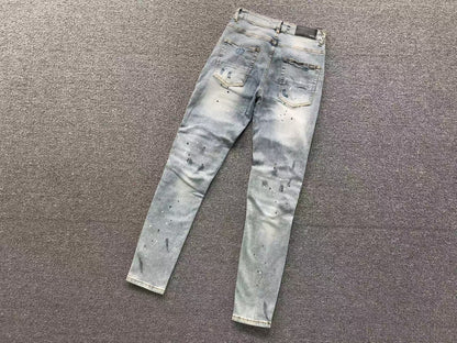 Calça AMIRI Ice Destroyed Paint Denim