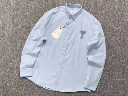 Camisa AMI Paris Big Heart Tonal Blue