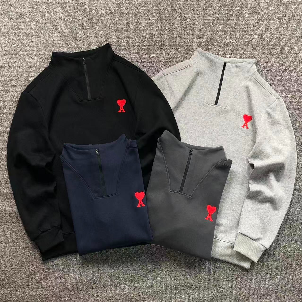 Moletom AMI Paris Ami de Cœur Half Zip