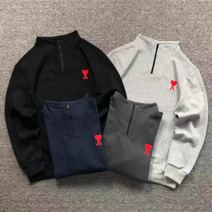 Moletom AMI Paris Ami de Cœur Half Zip